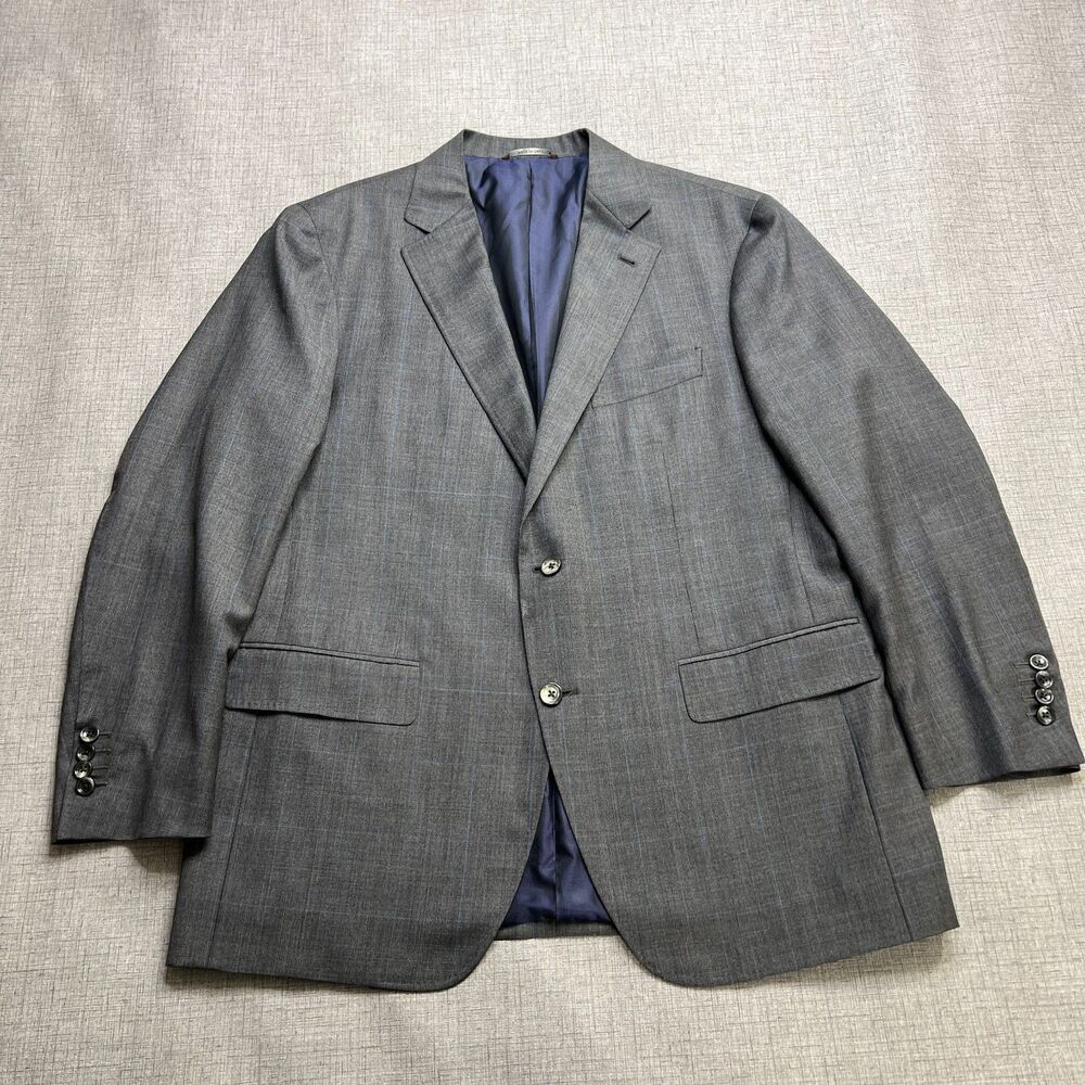 Canali Kei Blazer Jacket Mens Size 38R Gray Check 100% Wool